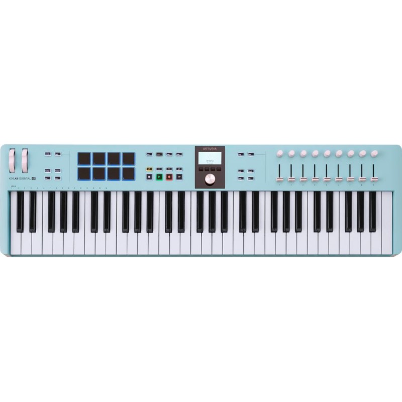 Image d'un  clavier MIDI Keylab Essentiel 61 mk3, de la couleur rose quartz, de la marque Arturia