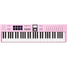 Image d'un  clavier MIDI Keylab Essentiel 61 mk3, de la couleur rose quartz, de la marque Arturia