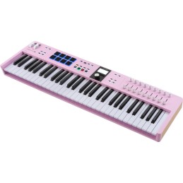 Image d'un  clavier MIDI Keylab Essentiel 61 mk3, de la couleur rose quartz, de la marque Arturia