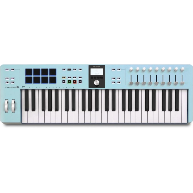 Image d'un contrôleur midi, clavier maitre essential 3 de 49 touches de couleur aquamarine de la marque Arturia