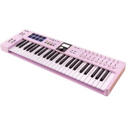 Image d'un contrôleur midi, clavier maitre essential 3 de 49 touches de couleur rose quartz de la marque Arturia