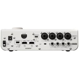 Image d'une interface audio URX44V, de couleur blanche, de la marque Yamaha