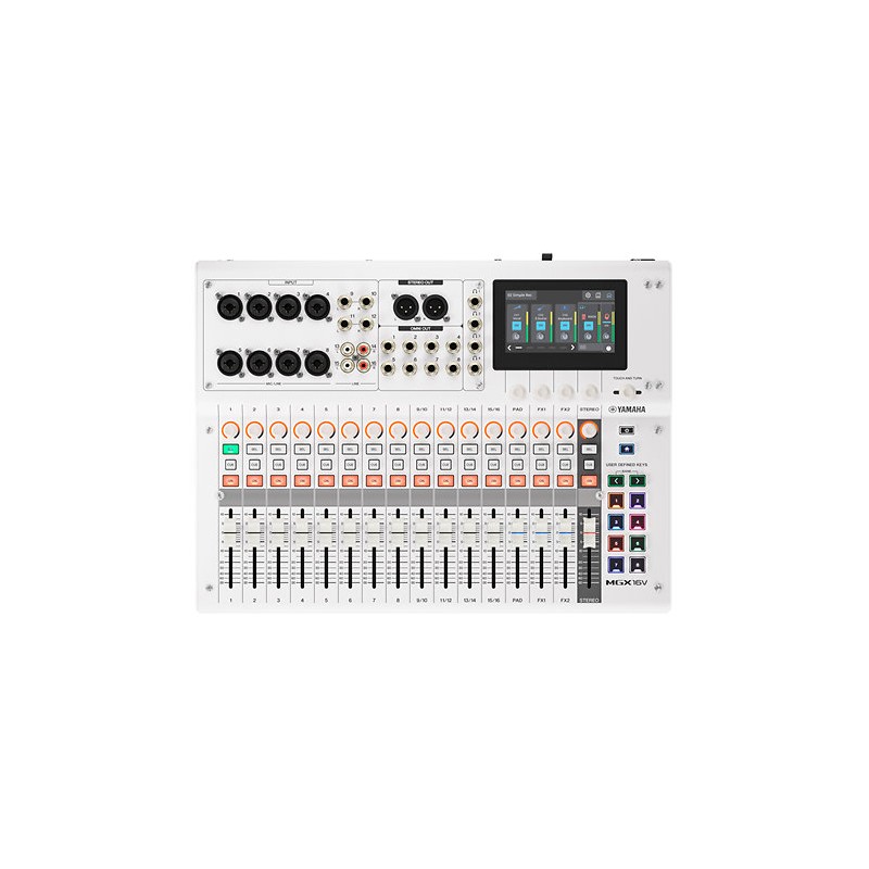 Image d 'une console de mixage MGX16V, de couleur blanche, de la marque Yamaha