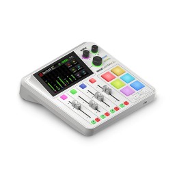 Image d'une console de mixage numérique, RODECaster Duo, de couleur blanche, de la marque RODE