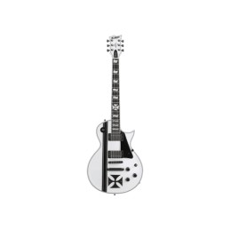 Image d'une guitare électrique signée James Hetfield Ironcross Snow White de la marque LTD
