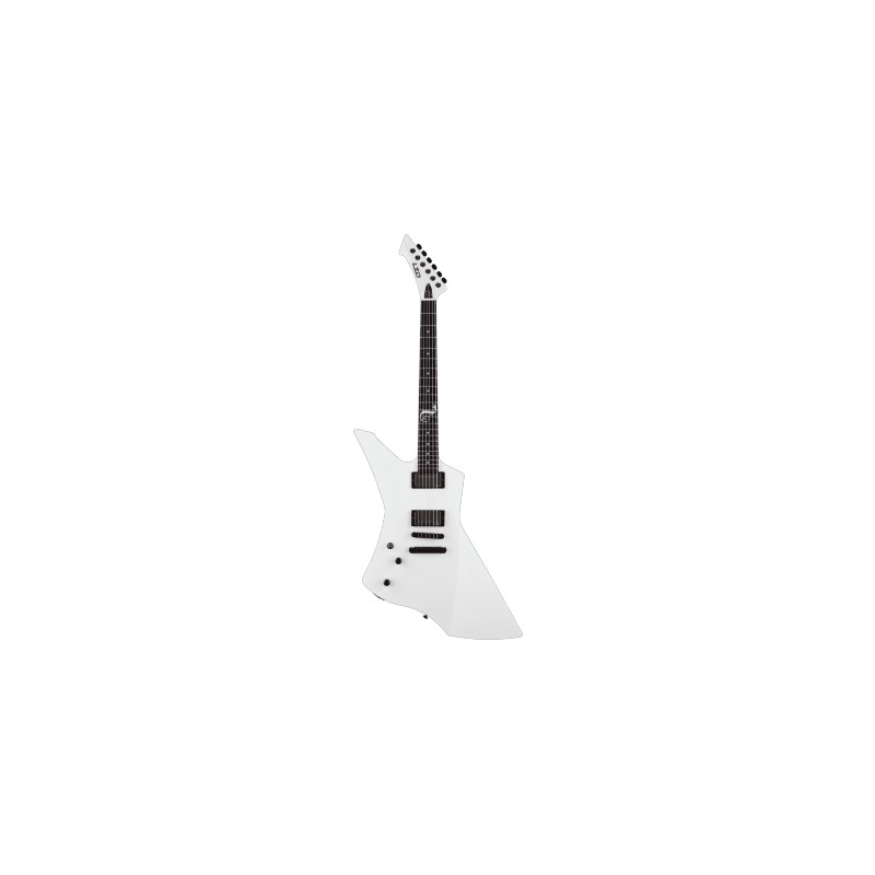 Image d'une guitare électrique signée James Hetfield, modèle Snakebyte White pour gaucher, de la marque LTD