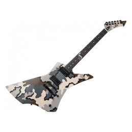 Image d'une guitare électrique signée James Hetfield, modèle Snakebyte Camo, de la marque LTD