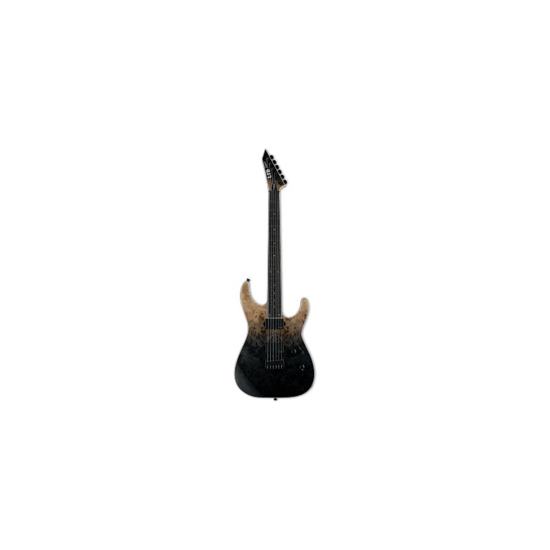 Image d'une guitare électrique, modèle M1000 Hipshot Burl Poplar Fluence Black Faded, de la marque LTD