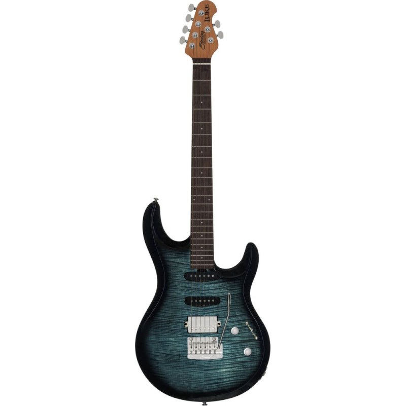 Image d'une guitare électrique signée Steve Lukather, modèle LK100 HS , de couleur Yucatan Blue, de la marque Sterling