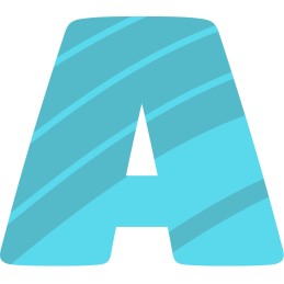 Image d'un A de couleur bleu qui représente le logiciel de vidéo Avenue, de la marque Resolume