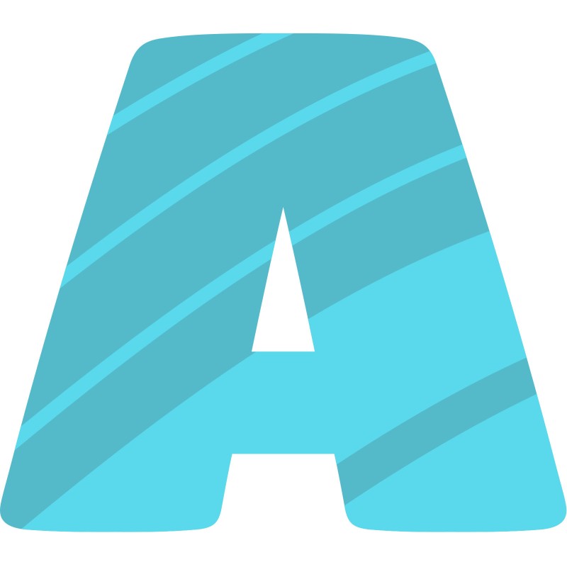 Image d'un A de couleur bleu qui représente le logiciel de vidéo Avenue, de la marque Resolume