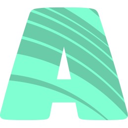 Image d'un A de couleur vert qui représente le logiciel Arena, de la marque Resolume