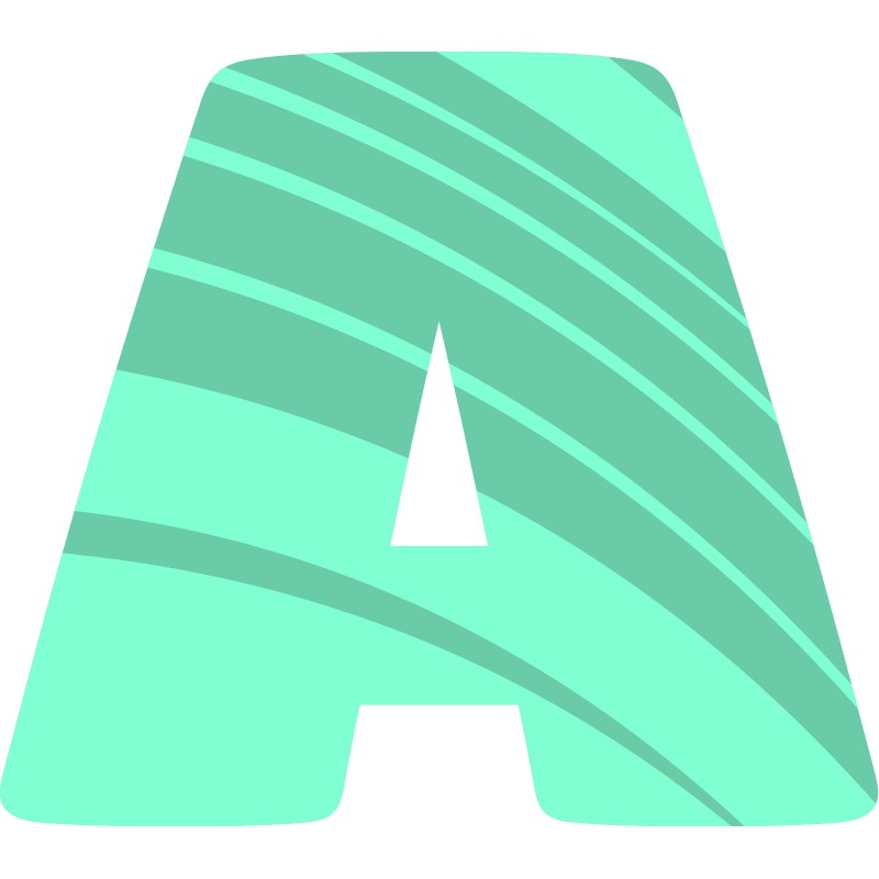 Image d'un A de couleur vert qui représente le logiciel Arena, de la marque Resolume