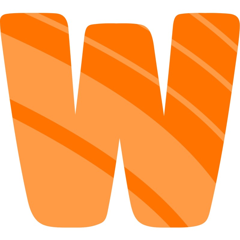 Image d'un W de couleur orange qui représente le logiciel Wire, de la marque Resolume