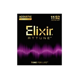 Image d'un jeu de cordes de guitare Attune, Phosphore Bronze, Custom Light, 11-52, de la marque Elixir
