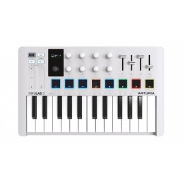 Image d'un Clavier MIDI, MiniLab 3, de couleur blanc, de la marque Arturia