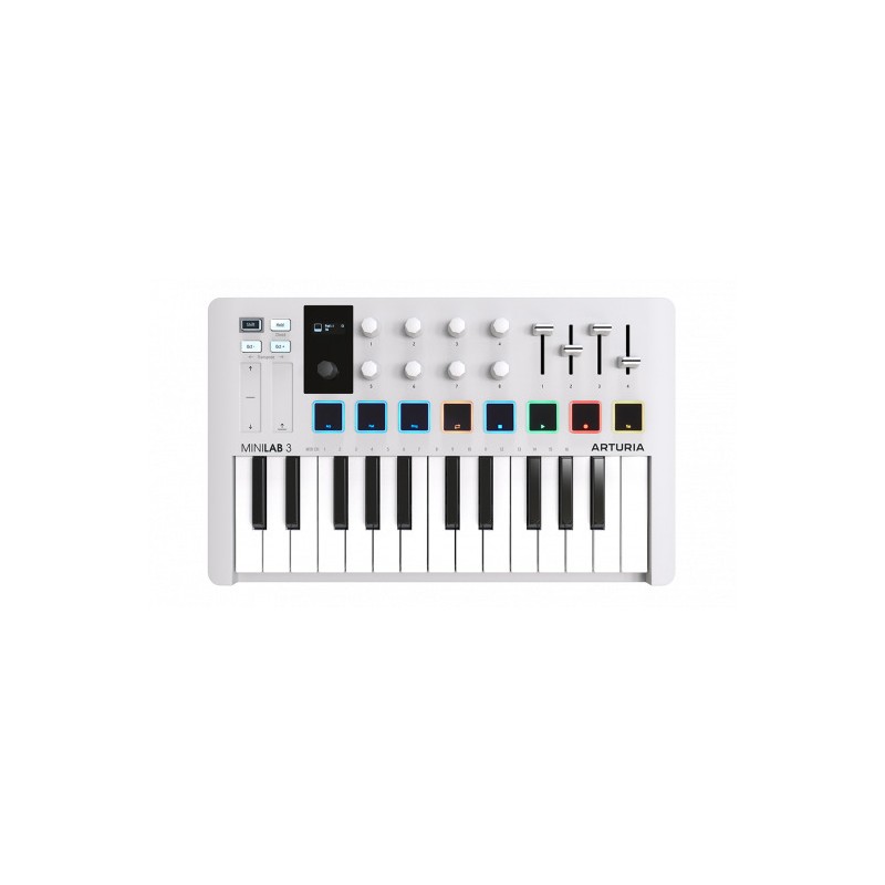 Image d'un Clavier MIDI, MiniLab 3, de couleur blanc, de la marque Arturia