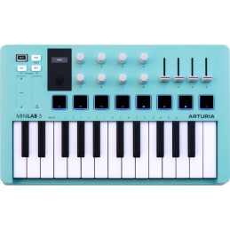 Image d'un Clavier MIDI, MiniLab 3, de couleur bleu, de la marque Arturia