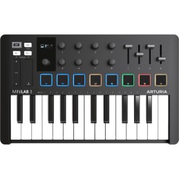 Image d'un Clavier MIDI, MiniLab 3, de couleur noir, de la marque Arturia