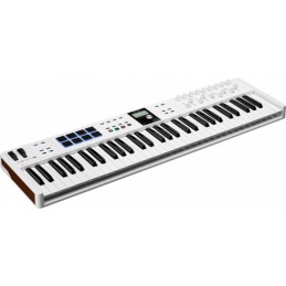 Image d'un  clavier MIDI Keylab Essentiel 61 mk3, de la couleur blanc, de la marque Arturia