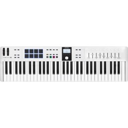 Image d'un  clavier MIDI Keylab Essentiel 61 mk3, de la couleur blanc, de la marque Arturia