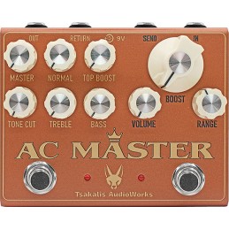 Image d'une pédale Overdrive, AC Master, de la marque Tsakalis Audioworks