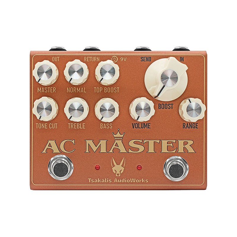 Image d'une pédale Overdrive, AC Master, de la marque Tsakalis Audioworks