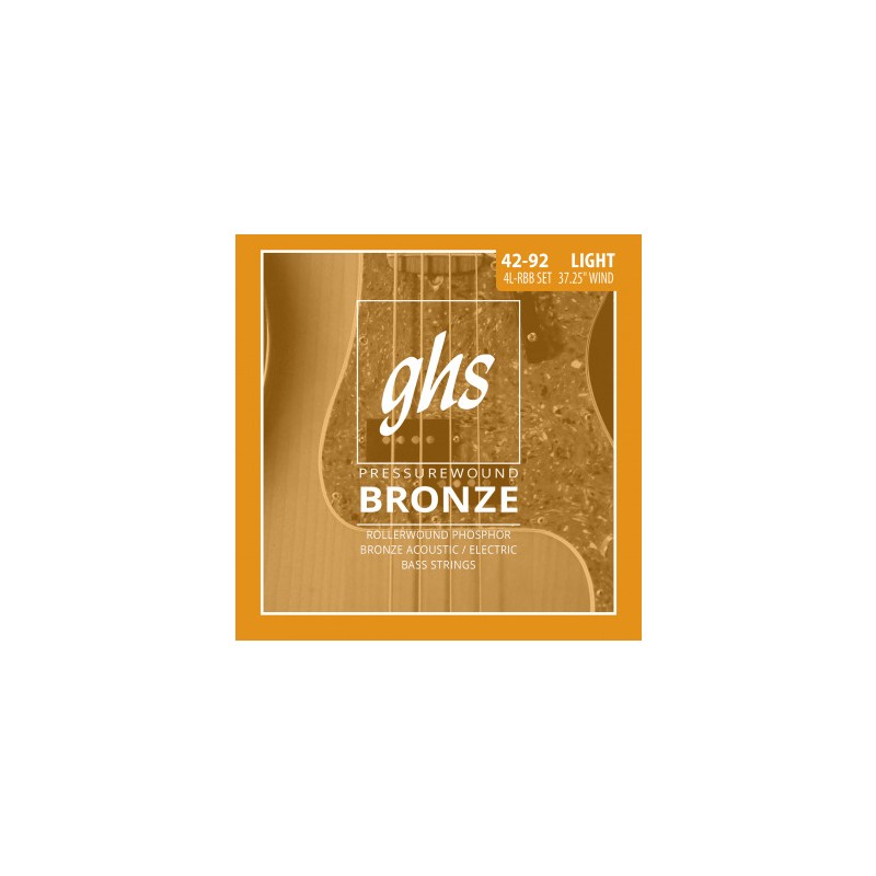 Image de Cordes Basse Acoustique Pressurewound Bronze Light 42-92, de la marque GHS