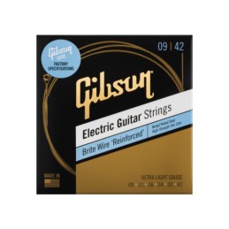 Image de Cordes Brite Wire 'Reinforced' Electric Ultra Light 09-42, de la marque Gibson