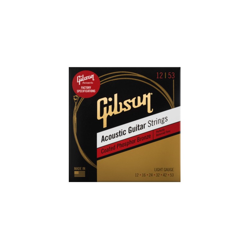 Image de Cordes Acoustiques Coated Phosphor Bronze Light 12-53, de la marque  Gibson