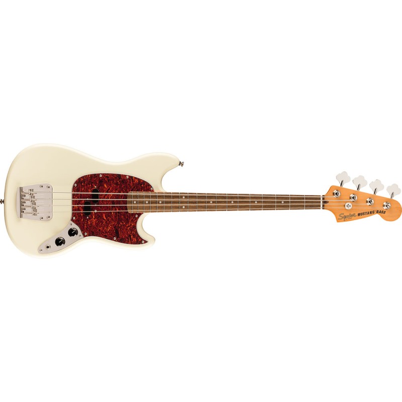 Image d'une Basse Électrique Classic Vibe '60s Mustang Bass, de couleur Olympic White, de la marque Squier