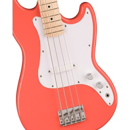 Image d'une Bass Électrique Sonic Bronco Bass, de couleur tahitian coral,  de la marque Squier