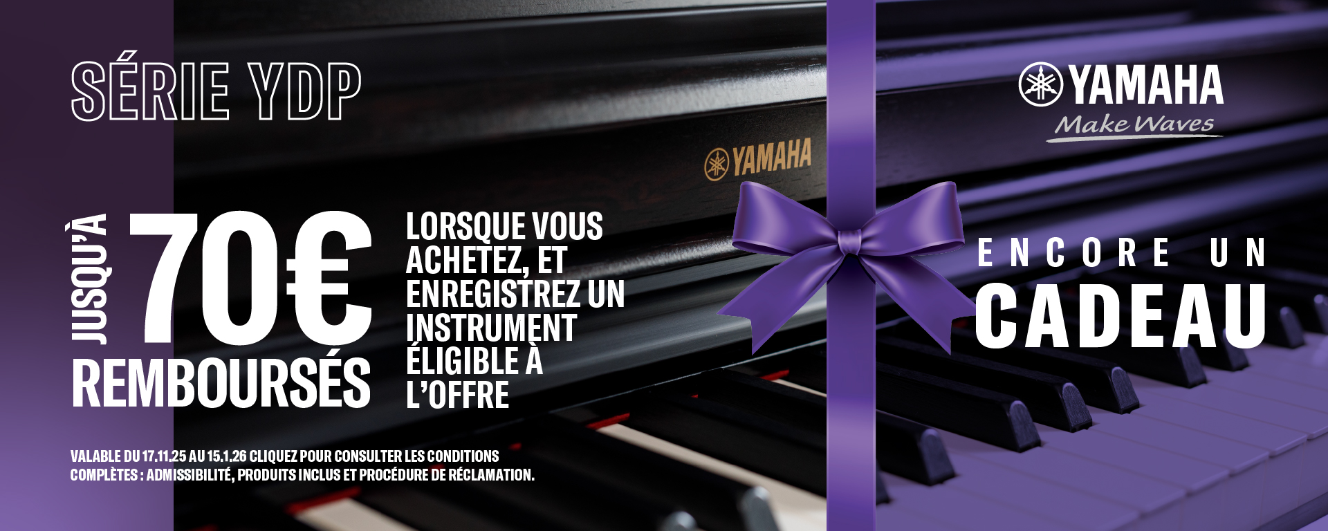 Offre cashback pour les pianos YDP